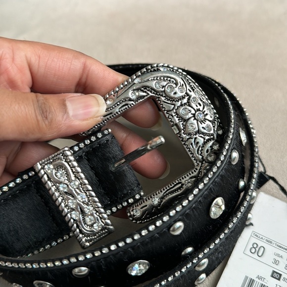 ZARA Limited Edition Rhinestone Leather Belt - Picture 14 of 14